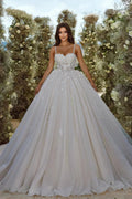 Designer Spaghetti Straps Long A-line Appliques Sleeveless Wedding Dress With Lace by misshow.com