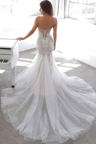 Vestido de novia de encaje estilo sirena con escote corazón de diseñador para verano