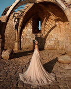 Designer Sweetheart Long A-line Glitter Lace Wedding Dress With Slit by misshow.com