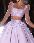 Designer Two Pieces A-line 3/4-Length Sleeves Beading Prom Dress by misshow.com
