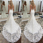 Designer wedding dress mermaid | Backless lace wedding dresses by misshow.com
