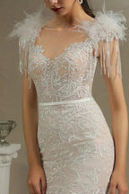 Designer wedding dresses mermaid | Lace wedding dresses online by misshow.com