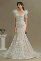 Designer wedding dresses mermaid | Lace wedding dresses online by misshow.com