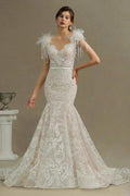 Designer wedding dresses mermaid | Lace wedding dresses online by misshow.com