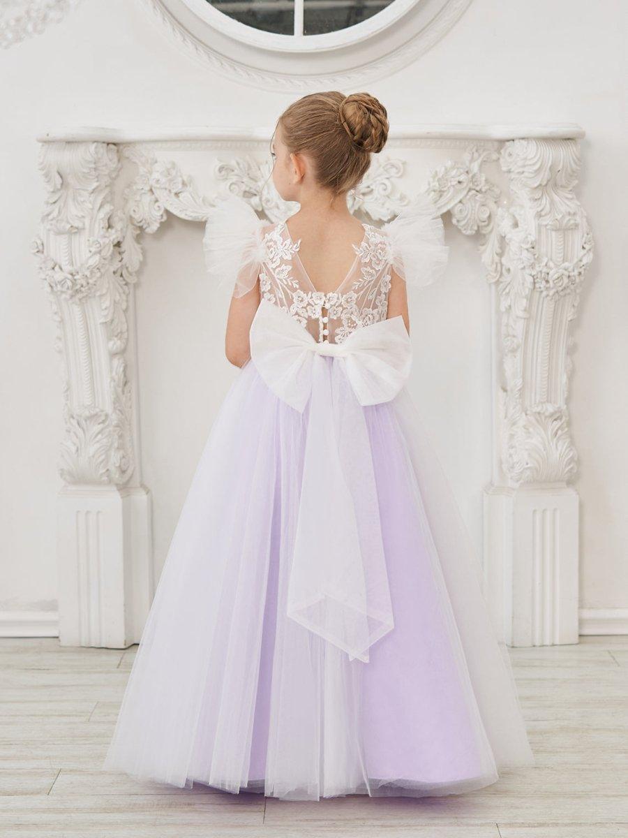 Detachable  Lace Tulle Sweep Train Flower Girl Dress - photo 4