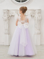 Detachable  Lace Tulle Sweep Train Flower Girl Dress - photo 4
