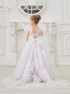 Detachable  Lace Tulle Sweep Train Flower Girl Dress - photo 3