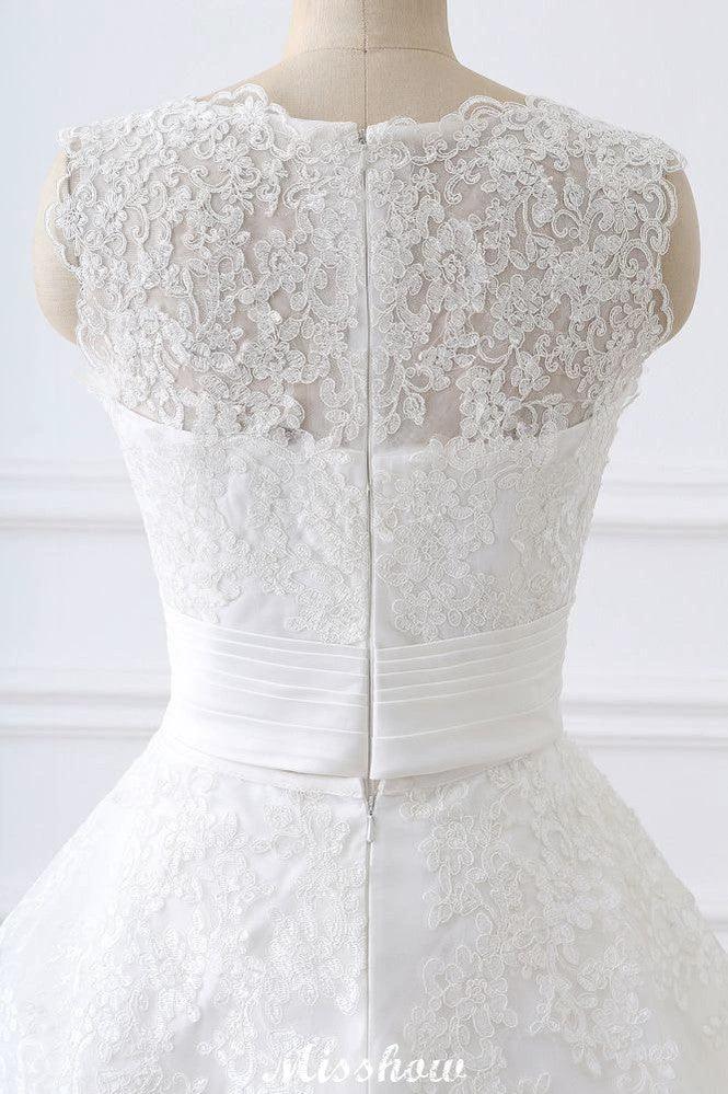 Detachable Skirt Sheath Scoop Lace Wedding Dresses by misshow.com