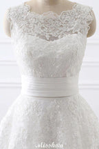 Detachable Skirt Sheath Scoop Lace Wedding Dresses by misshow.com