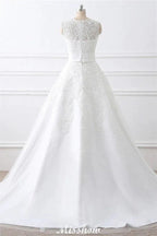 Detachable Skirt Sheath Scoop Lace Wedding Dresses by misshow.com