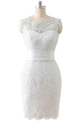 Detachable Skirt Sheath Scoop Lace Wedding Dresses by misshow.com