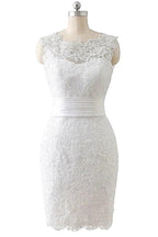 Detachable Skirt Sheath Scoop Lace Wedding Dresses by misshow.com