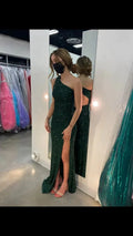 Green Mermaid One Shoulder Long Evening Dress ,Backless Evening Gown Y1395 by simplepromdress