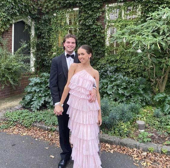 Sexy Halter Pink Layered Long Prom Evening Dresses,Chic Formal Gown Y1586 by simplepromdress