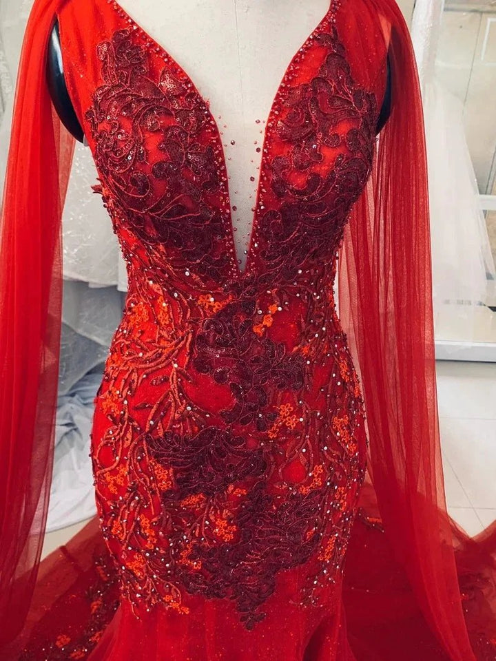Unique Red Vintage Wedding Dress,Princess Bridal Gown Mermaid Prom Dress Y1573 by simplepromdress
