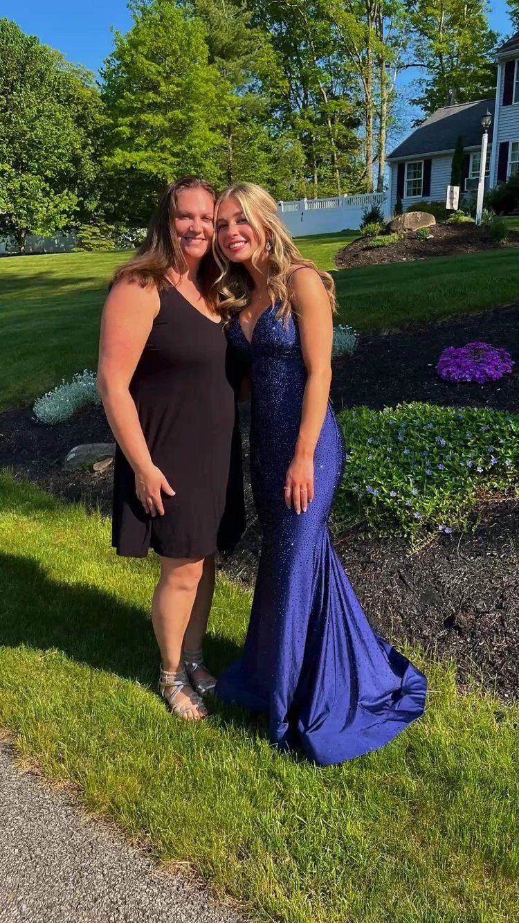 Charming Mermaid Navy Blue Long Prom Dresses,Lace-up Back Evening Dress Y1618 by simplepromdress