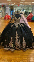Beading Quinceanera Dresses Sequin Applique Princess Ball Gown With Cape Y1516 by simplepromdress