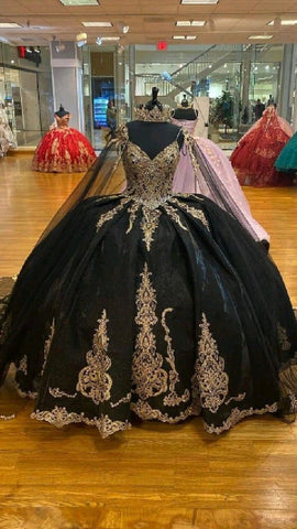 Vestidos de quinceañera con apliques de lentejuelas y cuentas, vestido de princesa con capa Y1516
