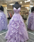 Spaghetti Straps Lilac Prom Dresses Evening Gowns with Sheer Bodice Y1513 by simplepromdress
