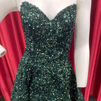 Sweetheart Dark Green Sequins A-Line Homecoming Dress Y1409 by simplepromdress
