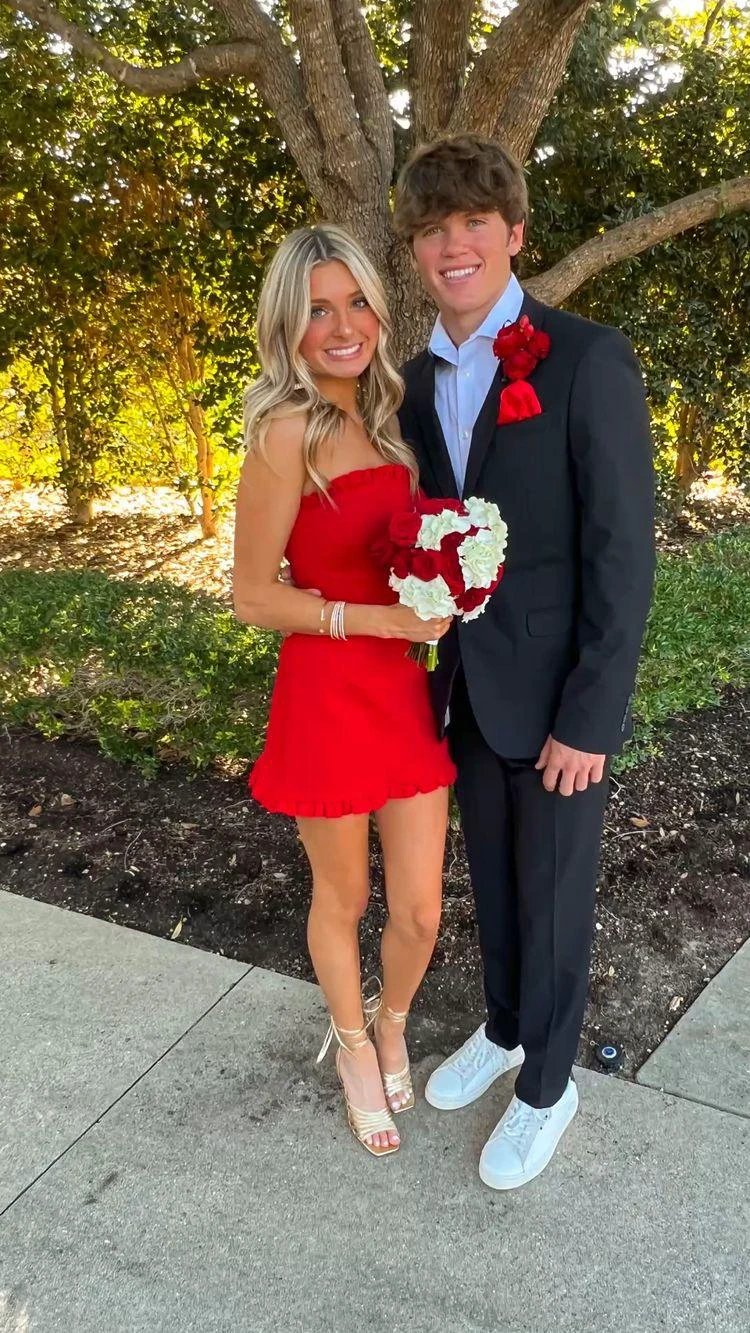 Red Strapless Short Homecoming Dress Birthday Party Dress Y1599 by simplepromdress