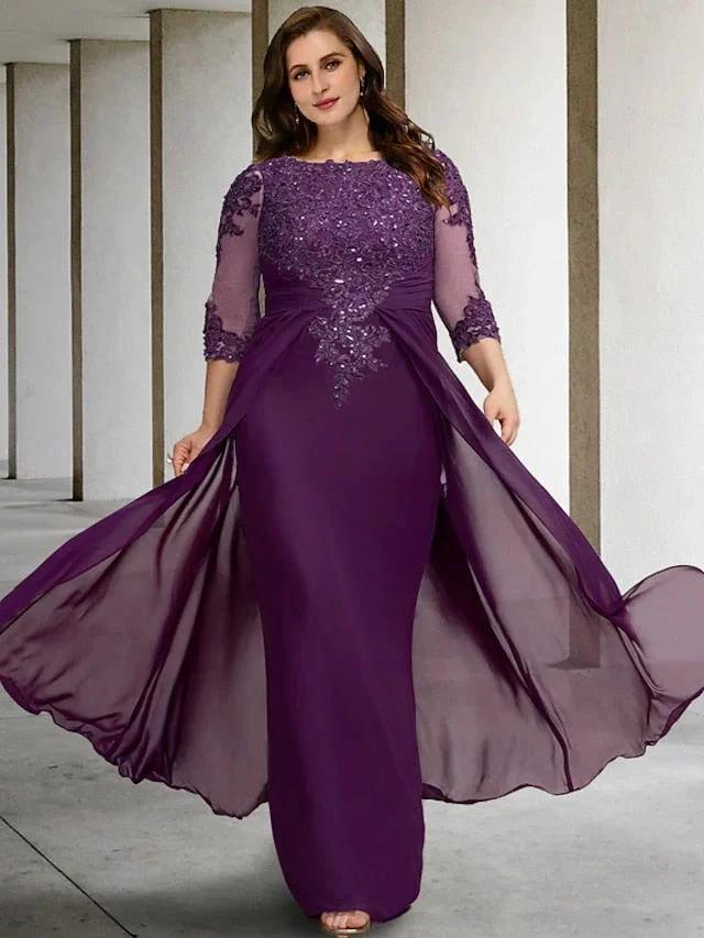 A-Line/Princess Jewel Neck Floor-Length Mother of the Bride Dresses by Dreamylily