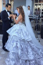 Dignified Sweetheart Sleeveless Ball Gown Tulle Wedding Dresses with Lace by misshow.com
