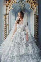 Dignified Sweetheart Sleeveless Ball Gown Tulle Wedding Dresses with Lace by misshow.com