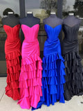 Diya | Mermaid Strapless Satin Ruffle Long Prom Dress With Split by KissProm