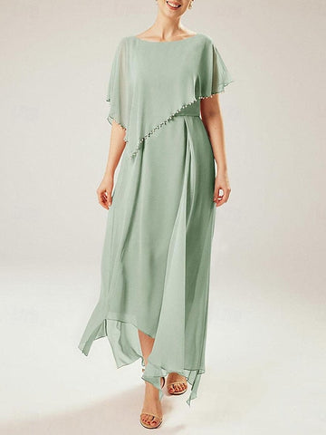 Vestidos de madre de la novia con mangas cortas, corte tubo/columna y borlas 