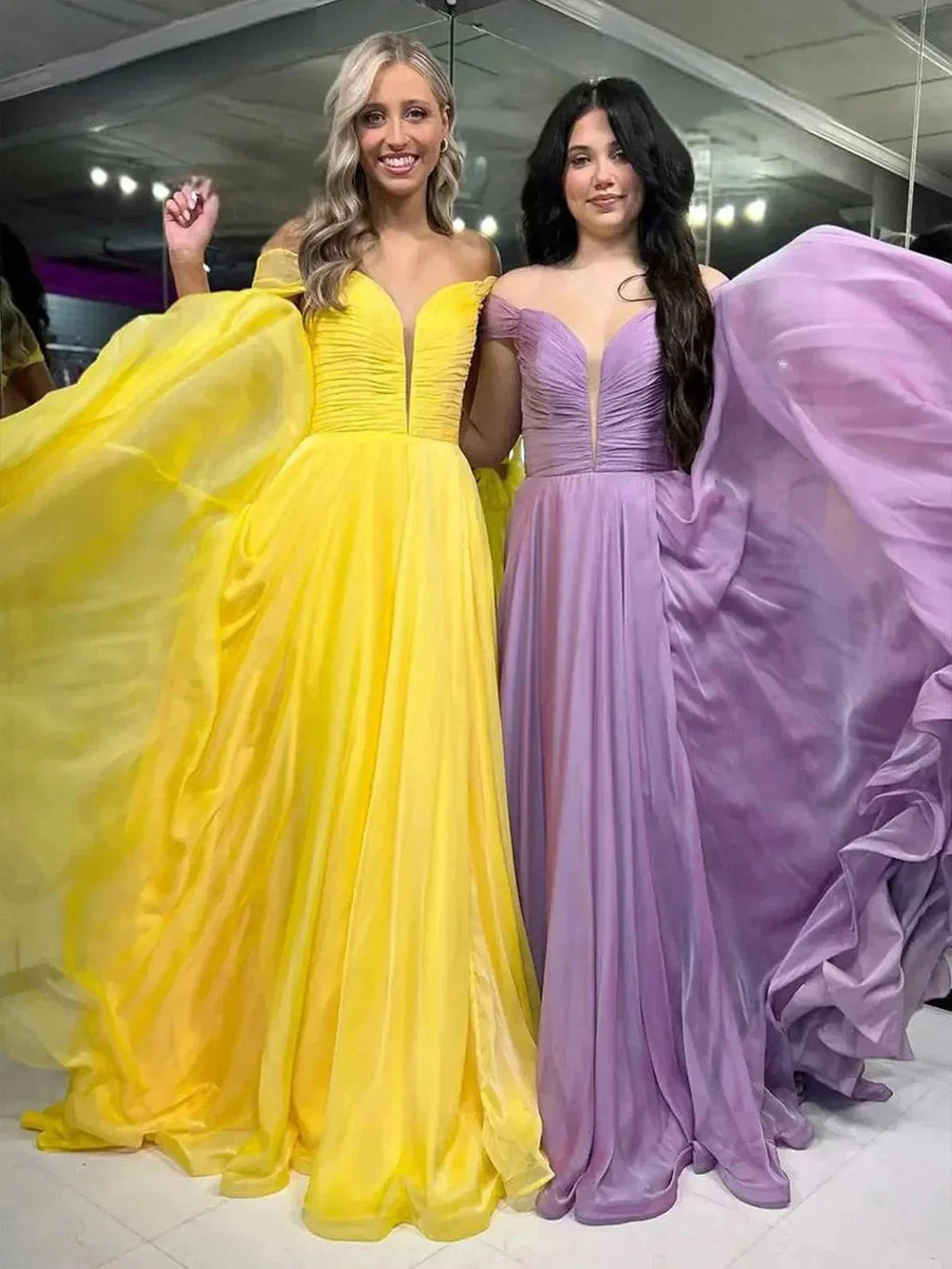 Dorita | A Line Off the Shoulder Chiffon Long Prom Dresses by KissProm