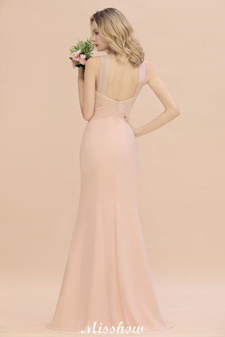 Traumhaftes Neckholder-Brautjungfernkleid im Meerjungfrauen-Stil, bodenlanges Partykleid