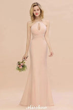 Dreamful Halter Slim Mermaid Bridesmaid Dress Floor Length Party Dress by misshow.com