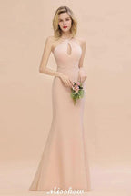 Dreamful Halter Slim Mermaid Bridesmaid Dress Floor Length Party Dress by misshow.com