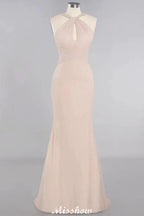Dreamful Halter Slim Mermaid Bridesmaid Dress Floor Length Party Dress by misshow.com