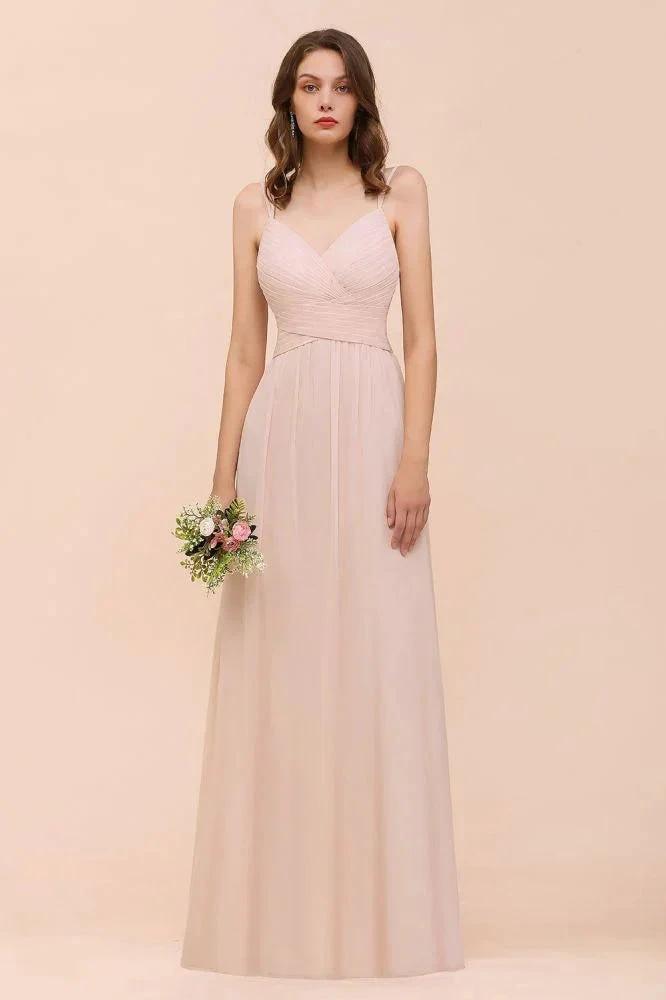 Dusty Pink Sleeveless A-line Wedding Guest Dress Beach Bridesmaid Dress by misshow.com