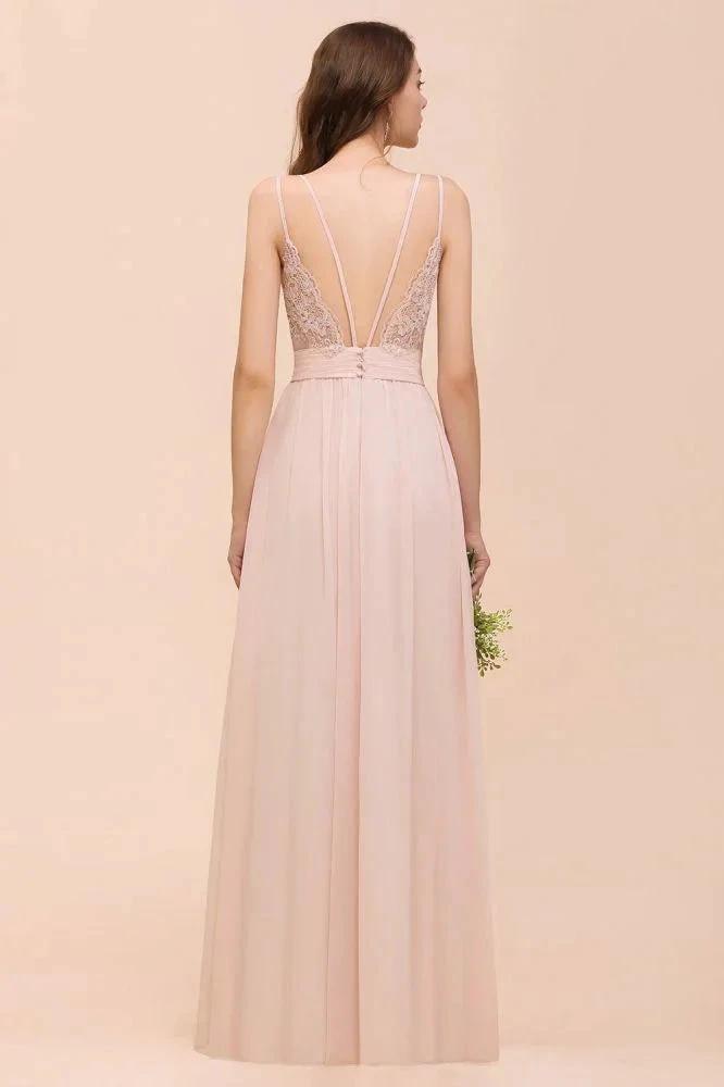 Dusty Pink Sleeveless A-line Wedding Guest Dress Beach Bridesmaid Dress by misshow.com