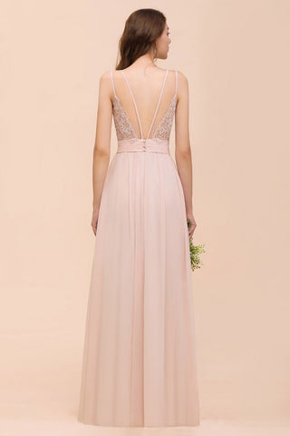 Altrosa ärmelloses A-Linien-Hochzeitsgastkleid Strand-Brautjungfernkleid