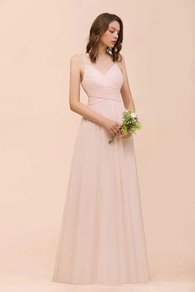 Dusty Pink Sleeveless A-line Wedding Guest Dress Beach Bridesmaid Dress by misshow.com
