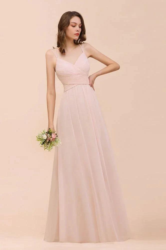 Dusty Pink Sleeveless A-line Wedding Guest Dress Beach Bridesmaid Dress by misshow.com