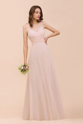 Altrosa ärmelloses A-Linien-Hochzeitsgastkleid Strand-Brautjungfernkleid