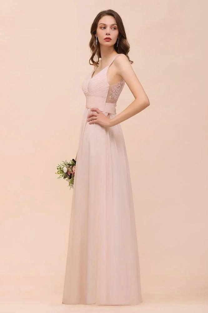 Dusty Pink Sleeveless A-line Wedding Guest Dress Beach Bridesmaid Dress by misshow.com
