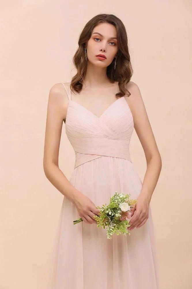 Dusty Pink Sleeveless A-line Wedding Guest Dress Beach Bridesmaid Dress by misshow.com
