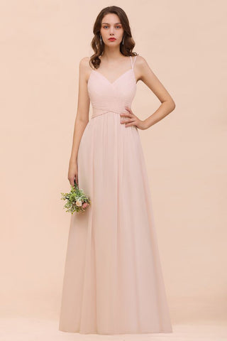 Altrosa ärmelloses A-Linien-Hochzeitsgastkleid Strand-Brautjungfernkleid