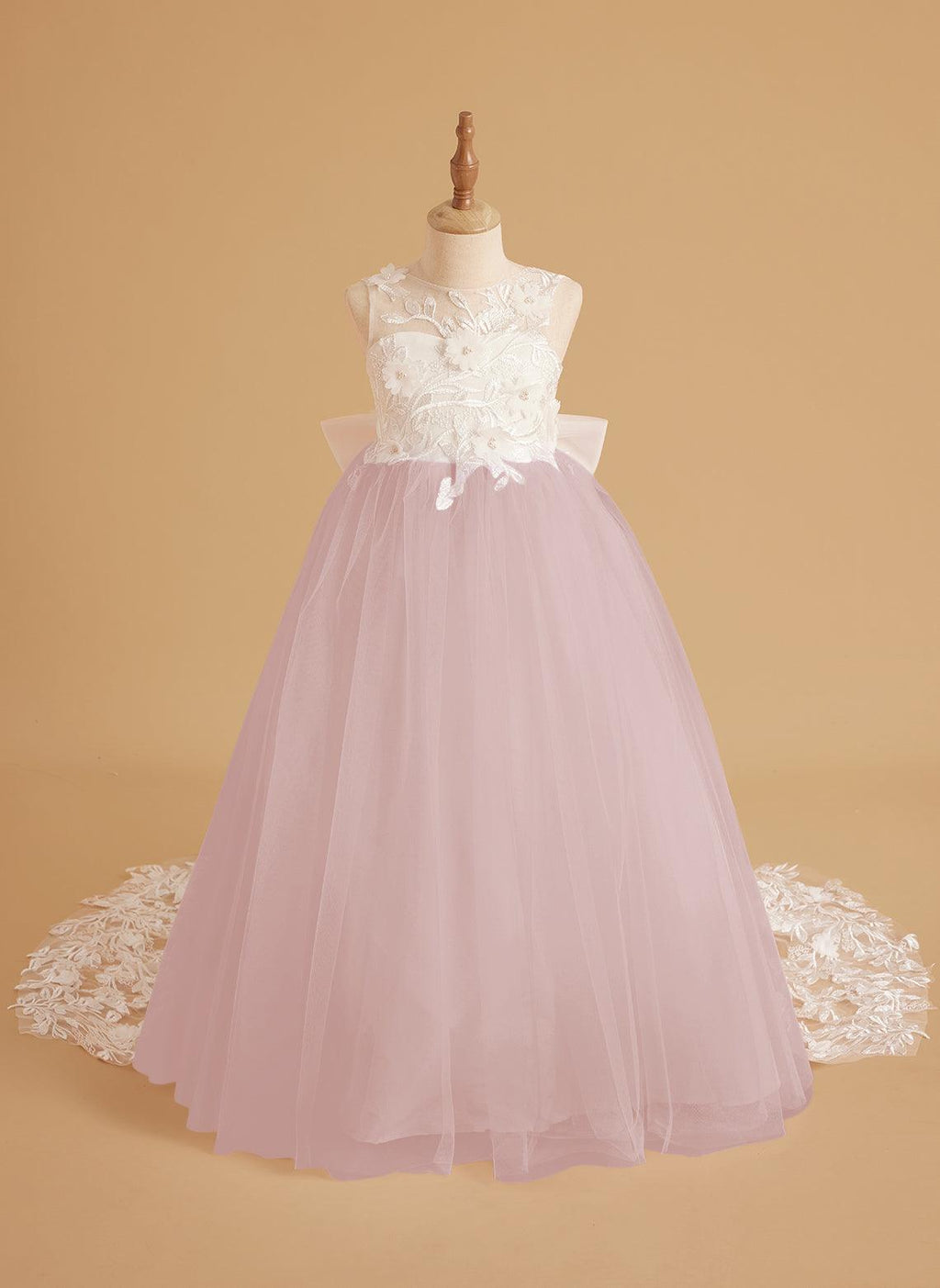 Dream Princess Sleeveless Detachable Train Flower Girl Dress - photo 3