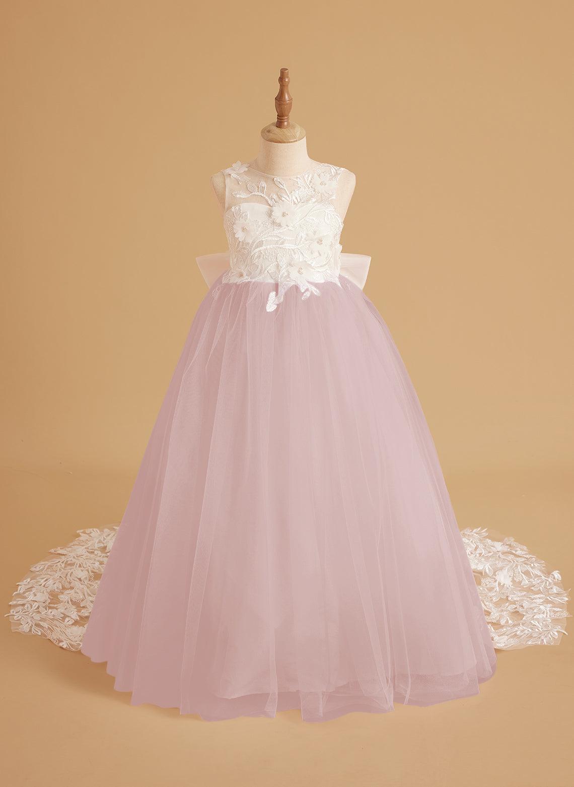 Dream Princess Sleeveless Detachable Train Flower Girl Dress - photo 3
