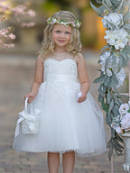 Lace Tulle Knee-length First Communion Flower Girl Dress - photo 2