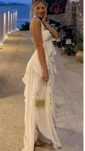 Bohemian White Chiffon Evening Dress Halter Prom Dress Party Gown Y7542 by simplepromdress