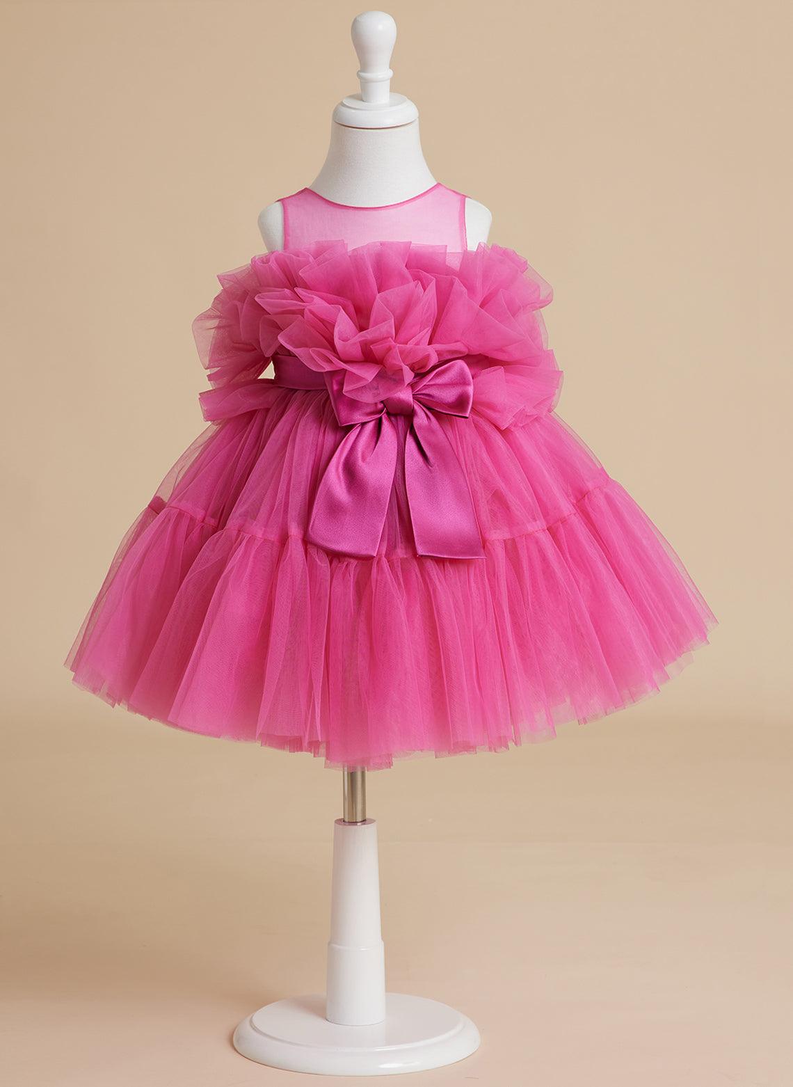 Enchanting Pink Princess Sleeveless Tulle Flower Girl Dress with Bow Accent (… - photo 4