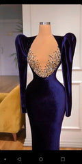 Glamorous Purple Long Sleeves Velvet Evening Dress , Pageant Dress Y747 by simplepromdress